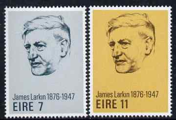Ireland 1976 Birth Centenary of James Larkin (Trade Union Leader) set of 2 unmounted mint, SG 387-88, stamps on personalities, stamps on trade unions