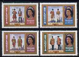 St Lucia 1978 25th Anniversary of Coronation set of 4 unmounted mint, SG 468-71, stamps on , stamps on  stamps on royalty, stamps on  stamps on coronation, stamps on  stamps on militaria, stamps on  stamps on military uniforms, stamps on  stamps on costumes