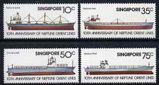 Singapore 1978 19th Anniversary of Neptune Orient Shipping Lines set of 4 unmounted mint, SG 335-38, stamps on ships