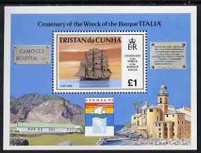 Tristan da Cunha 1992 Cent of Wreck of Barque Italia m/sheet unmounted mint, SG MS538, stamps on ships, stamps on shipwrecks, stamps on 