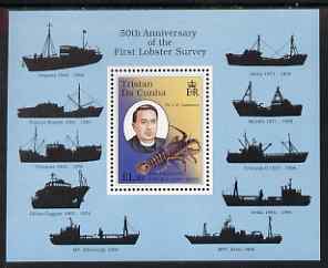 Tristan da Cunha 1998 50th Anniversary of First Lobster Survey m/sheet unmounted mint, SG MS636, stamps on ships, stamps on marine life, stamps on lobsters, stamps on fish, stamps on fishing