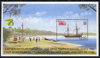 Tuvalu 1999 Australia 99 World Stamp Exhibition - Ships (6th Series) m/sheet unmounted mint, SG MS836, stamps on ships, stamps on stamp exhibitions, stamps on flags