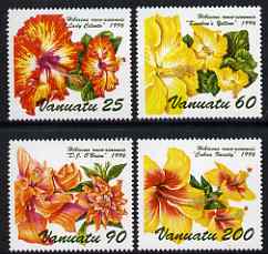 Vanuatu 1996 Hibiscus Flowers (3rd issue) set of 4 unmounted mint, SG 736-39, stamps on flowers, stamps on hibiscus