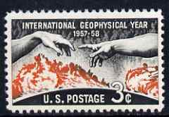 United States 1958 International Geophysical Year 3c unmounted mint, SG 1106, stamps on astronomy, stamps on arts, stamps on michelangelo