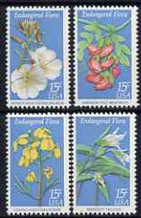 United States 1979 Endangered Flora (Persistent Trillium, Hawaiian Wild Broadbean, Contra Costa Wallflower, Antioch Dunes Evening Primrose) set of 4 unmounted mint, SG 1758-61, stamps on flowers, stamps on primroses