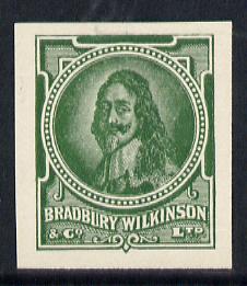 Cinderella - Great Britain Bradbury Wilkinson King Charles I imperf essay stamp in green on ungummed paper, stamps on royalty      cinderella, stamps on scots, stamps on scotland