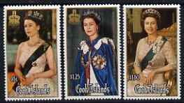 Cook Islands 1986 60th Birthday of the Queen perf set of 3 unmounted mint, SG 1065-7, stamps on royalty, stamps on 