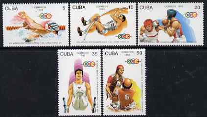 Cuba 1993 Central American & Caribbean Games perf set of 5 unmounted mint SG 3856-60, stamps on sports, stamps on swimming, stamps on pole, stamps on boxing, stamps on gymnastics, stamps on baseball