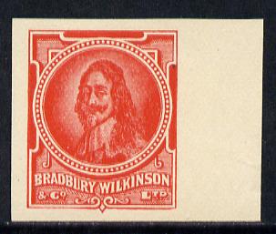Cinderella - Great Britain Bradbury Wilkinson King Charles I imperf essay stamp in red on ungummed paper, stamps on royalty      cinderella, stamps on scots, stamps on scotland