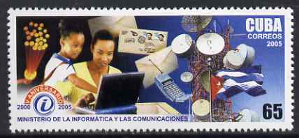 Cuba 2005 Fifth Anniversary of Ministry of Information & Communications 65c unmounted mint SG 4804, stamps on communications, stamps on telephones, stamps on technology, stamps on computers, stamps on 