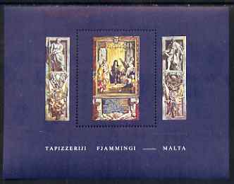 Malta 1980 Flemish Tapestries #4 - Grandmaster Perelles with Saints Jude & Simon perf m/sheet unmounted mint SG MS 640, stamps on arts, stamps on masonics, stamps on masonry