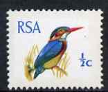 South Africa 1969 Kingfisher 1/2c with horiz & vert phosphor bands, unmounted mint SG 282, stamps on , stamps on  stamps on birds, stamps on  stamps on kingfisher