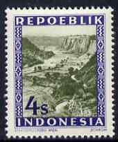 Indonesia 1948-49 perforated 4s produced by the Revolutionary Government (inscribed Repoeblik) showing Scenic View, prepared for postal use but not issued, unmounted mint, stamps on tourism