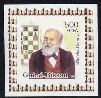 Guinea - Bissau 2006 World Chess Masters #1 - Wilhelm Steinitz individual imperf deluxe sheet unmounted mint. Note this item is privately produced and is offered purely on its thematic appeal, stamps on personalities, stamps on chess
