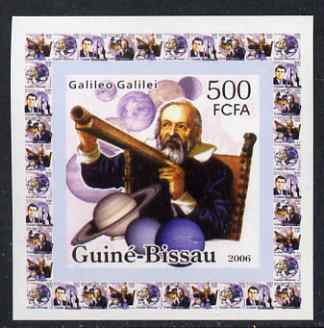 Guinea - Bissau 2006 Space Pioneers #1 - Galileo Galilei & Telescope individual imperf deluxe sheet unmounted mint. Note this item is privately produced and is offered purely on its thematic appeal, stamps on personalities, stamps on space, stamps on telescopes