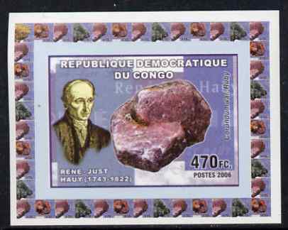 Congo 2006 Minerals & Mineralogists #1 - Rene-Just Hauy & Ruby individual imperf deluxe sheet unmounted mint. Note this item is privately produced and is offered purely on its thematic appeal, stamps on , stamps on  stamps on personalities, stamps on  stamps on minerals