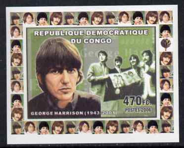 Congo 2006 Beatles #2 - George Harrison individual imperf deluxe sheet unmounted mint. Note this item is privately produced and is offered purely on its thematic appeal, stamps on personalities, stamps on beatles, stamps on pops, stamps on rock, stamps on music