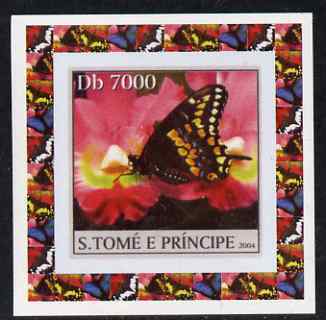 St Thomas & Prince Islands 2004 Butterflies #1 individual imperf deluxe sheet unmounted mint. Note this item is privately produced and is offered purely on its thematic appeal, stamps on butterflies
