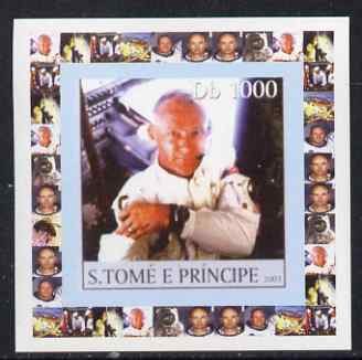 St Thomas & Prince Islands 2003 Apollo 11 #4 - Buzz Aldrin individual imperf deluxe sheet unmounted mint. Note this item is privately produced and is offered purely on its thematic appeal, stamps on space, stamps on apollo
