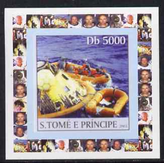 St Thomas & Prince Islands 2003 Apollo 11 #5 - Splashdown individual imperf deluxe sheet unmounted mint. Note this item is privately produced and is offered purely on its thematic appeal, stamps on , stamps on  stamps on space, stamps on  stamps on apollo