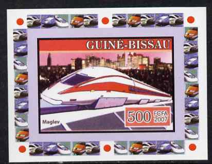 Guinea - Bissau 2007 High Speed Trains #3 - Maglev individual imperf deluxe sheet unmounted mint, stamps on railways