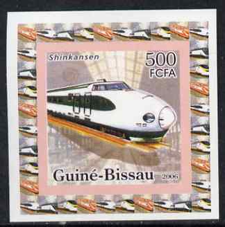 Guinea - Bissau 2006 High Speed Trains #1 - Shinkansen individual imperf deluxe sheet unmounted mint. Note this item is privately produced and is offered purely on its th..., stamps on railways