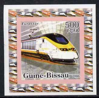 Guinea - Bissau 2006 High Speed Trains #2 - Eurostar individual imperf deluxe sheet unmounted mint. Note this item is privately produced and is offered purely on its them..., stamps on railways