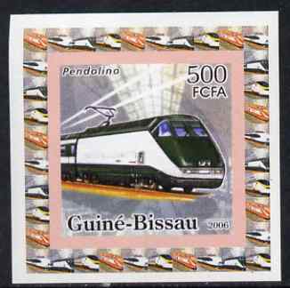 Guinea - Bissau 2006 High Speed Trains #4 - Pendolino individual imperf deluxe sheet unmounted mint. Note this item is privately produced and is offered purely on its the..., stamps on railways