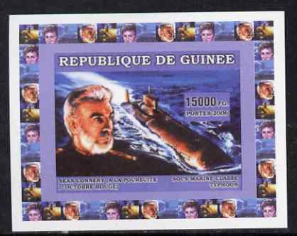 Guinea - Bissau 2006 Submarines #2 - Typhoon Class & Sean Connery individual imperf deluxe sheet unmounted mint, stamps on ships, stamps on submarines, stamps on personalities, stamps on films, stamps on cinema, stamps on movies, stamps on scots, stamps on scotland