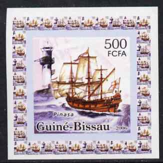 Guinea - Bissau 2006 Ships & Lighthouses #4 - Pinasa individual imperf deluxe sheet unmounted mint. Note this item is privately produced and is offered purely on its thematic appeal, stamps on ships, stamps on lighthouses