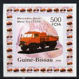 Guinea - Bissau 2006 Mercedes-Benz Fire Engines #1 - LF-750 individual imperf deluxe sheet unmounted mint. Note this item is privately produced and is offered purely on i..., stamps on fire, stamps on mercedes