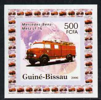 Guinea - Bissau 2006 Mercedes-Benz Fire Engines #3 - LF-16 individual imperf deluxe sheet unmounted mint. Note this item is privately produced and is offered purely on it..., stamps on fire, stamps on mercedes