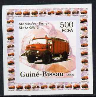 Guinea - Bissau 2006 Mercedes-Benz Fire Engines #4 - GW-2 individual imperf deluxe sheet unmounted mint. Note this item is privately produced and is offered purely on its..., stamps on fire, stamps on mercedes