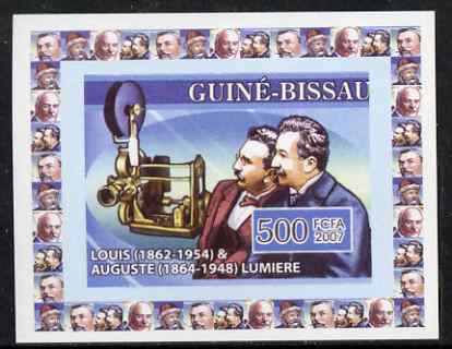 Guinea - Bissau 2007 Inventors #1 - Louis & Auguste Lumiere individual imperf deluxe sheet unmounted mint. Note this item is privately produced and is offered purely on its thematic appeal, stamps on personalities, stamps on inventions, stamps on cinema, stamps on cameras, stamps on photography, stamps on movies, stamps on films