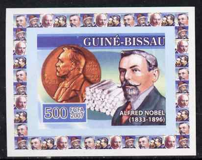 Guinea - Bissau 2007 Inventors #3 - Alfred Nobel individual imperf deluxe sheet unmounted mint. Note this item is privately produced and is offered purely on its thematic appeal, stamps on personalities, stamps on inventions, stamps on nobel