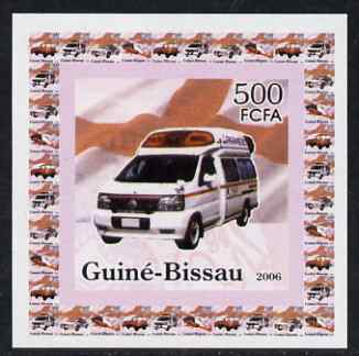 Guinea - Bissau 2006 Red Cross & Emergency Services #3 - Ambulance individual imperf deluxe sheet unmounted mint. Note this item is privately produced and is offered pure..., stamps on red cross, stamps on rescue, stamps on ambulances, stamps on flags