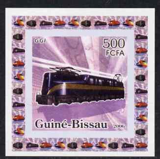 Guinea - Bissau 2006 Famous Trains #2 - GGI individual imperf deluxe sheet unmounted mint. Note this item is privately produced and is offered purely on its thematic appe..., stamps on railways