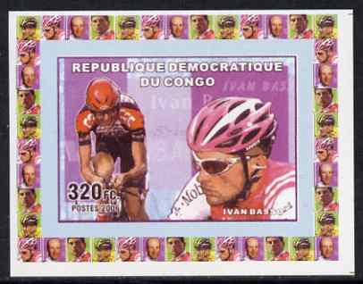 Congo 2006 Famous Cyclists #1 - Ivan Basso individual imperf deluxe sheet unmounted mint, stamps on personalities, stamps on sport, stamps on bicycles