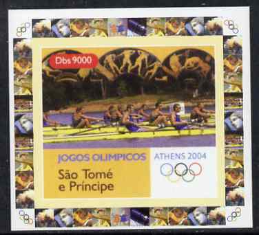 St Thomas & Prince Islands 2004 Athens Olympic Games #1 - Rowing individual imperf deluxe sheet unmounted mint. Note this item is privately produced and is offered purely..., stamps on sport, stamps on olympics, stamps on rowing