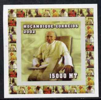 Mozambique 2002 Pope John Paul II #5 individual imperf deluxe sheet unmounted mint as Yv 2058, stamps on personalities, stamps on pope, stamps on religion