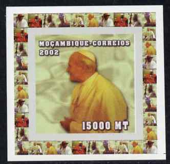 Mozambique 2002 Pope John Paul II #6 individual imperf deluxe sheet unmounted mint as Yv 2059, stamps on personalities, stamps on pope, stamps on religion