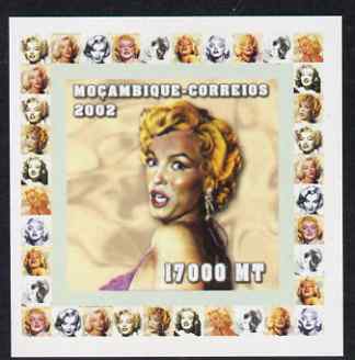 Mozambique 2002 40th Anniversary of Death of Marilyn Monroe #6 individual imperf deluxe sheet unmounted mint. Note this item is privately produced and is offered purely o..., stamps on personalities, stamps on women, stamps on films, stamps on cinema, stamps on movies, stamps on marilyn, stamps on marilyn monroe