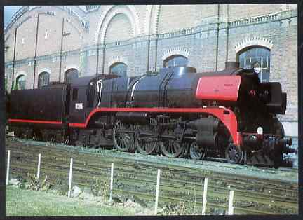 Postcard produced in 1980s in full colour showing Victorian Government Railway Ahlston R Class 4-6-4 No.700-69, unused and pristine, stamps on railways