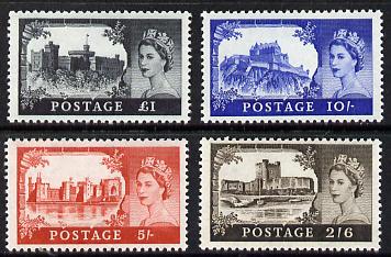 Great Britain 1967 Castles (wmk Multiple Crowns) set of 4 unmounted mint, SG 595a-98a, stamps on castles