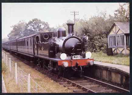 Postcard produced in 1980's in full colour showing L&SWR Adams 02 Class 0-4-4T Calbourne, unused and pristine, stamps on , stamps on  stamps on railways, stamps on  stamps on 