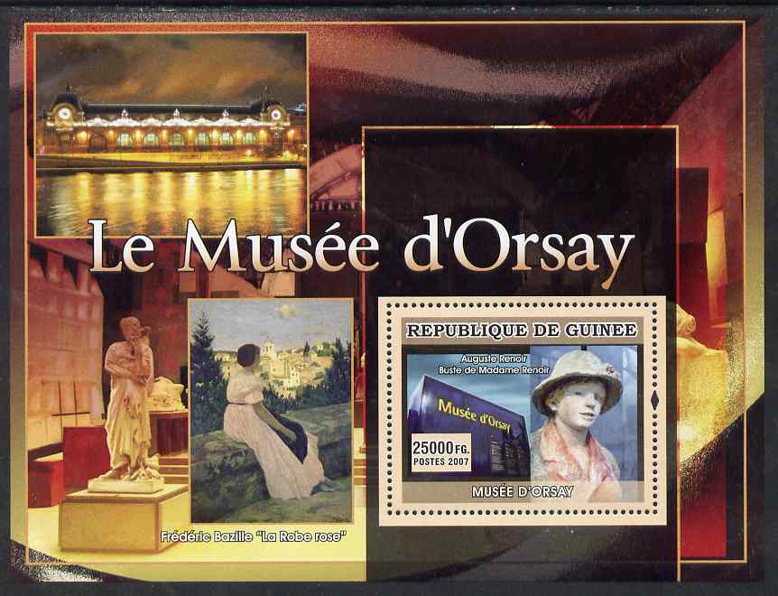 Guinea - Conakry 2007 Museum of Orsay (Renoir & Bazille) perf souvenir sheet unmounted mint, stamps on arts, stamps on museums, stamps on renoir