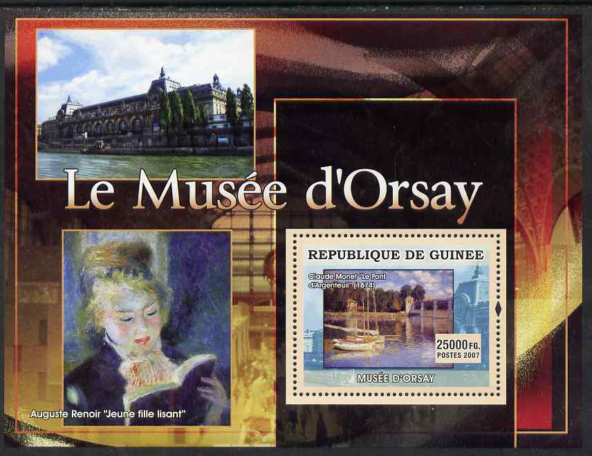 Guinea - Conakry 2007 Museum of Orsay (Renoir & Monet) perf souvenir sheet unmounted mint, stamps on arts, stamps on museums, stamps on renoir, stamps on monet