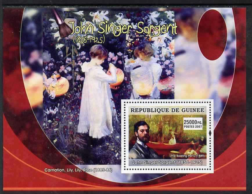 Guinea - Conakry 2007 American Impressionists (John Singer Sargent) perf souvenir sheet unmounted mint, stamps on arts, stamps on personalities, stamps on sargent