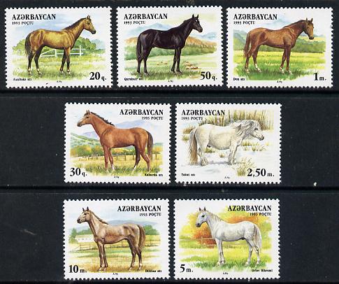 Azerbaijan 1993 Horses perf set of 7 unmounted mint SG 93-99*, stamps on animals, stamps on horses