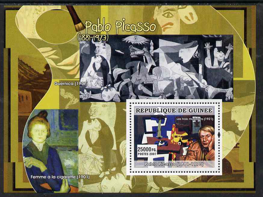 Guinea - Conakry 2007 Spanish Painters (Pablo Picasso) perf souvenir sheet unmounted mint, stamps on arts, stamps on personalities, stamps on picasso, stamps on 